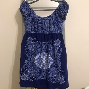 Blue and white patterned sundress